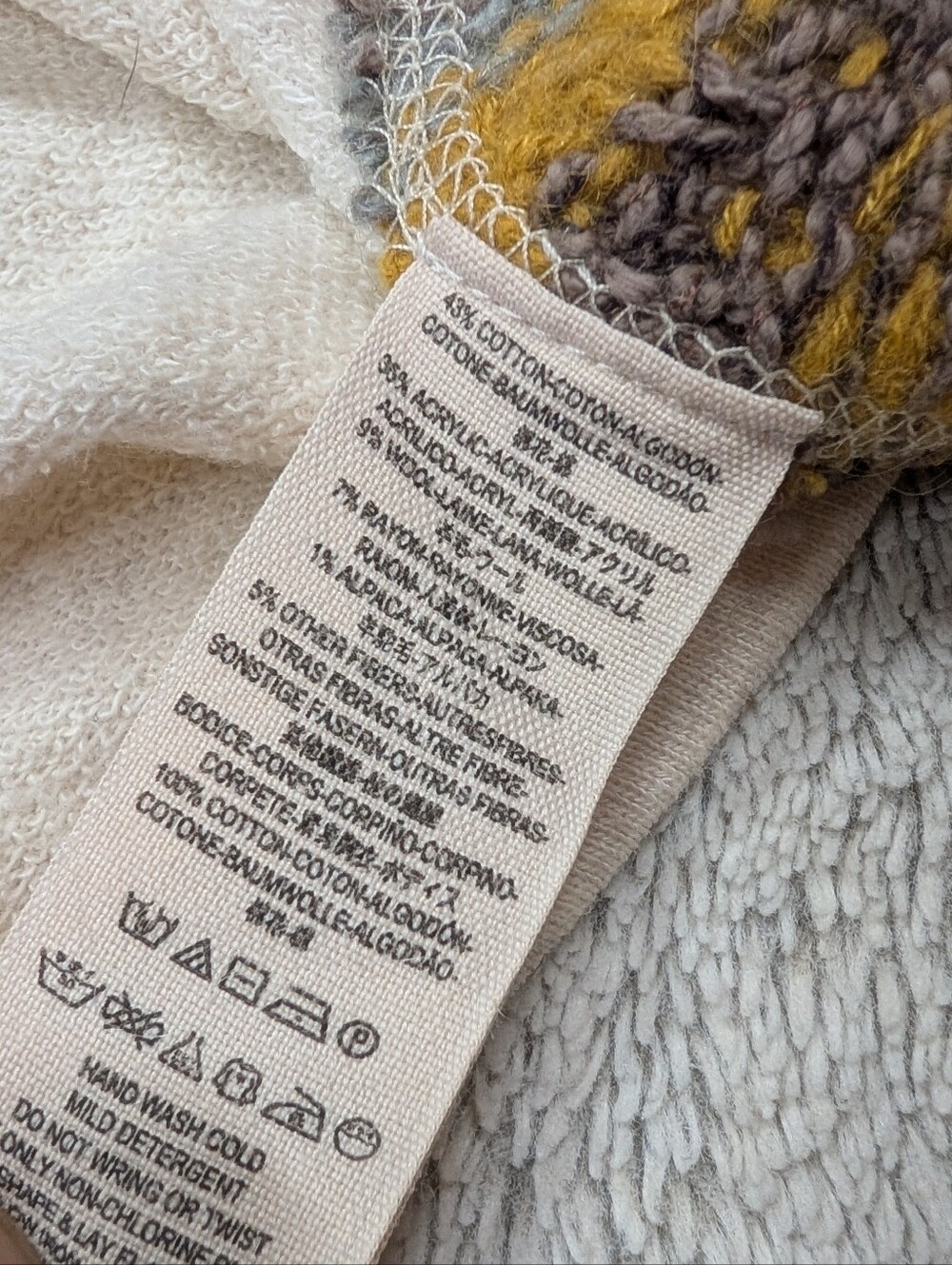 Free People Sweater Womens M Beige Brown Sinner Pullover Western Boho Slouchy - Picture 7 of 7
